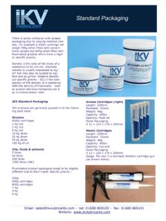Standard Packaging - IKV Tribology Ltd