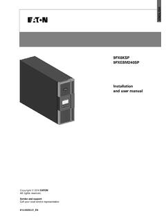 Eaton 9PX UPS - 6KSP/EBM240SP - Installation and user manual