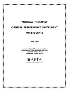 PHYSICAL THERAPIST CLINICAL PERFORMANCE …