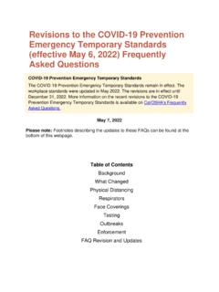 Revisions to the COVID -19 Prevention Emergency Temporary ...