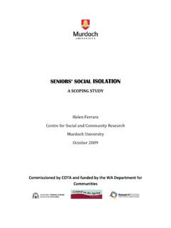 SENIORS’ SOCIAL ISOLATION - Murdoch University