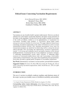 Ethical Issues Concerning Vaccination Requirements