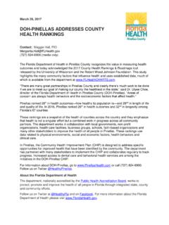 DOH-PINELLAS ADDRESSES COUNTY HEALTH RANKINGS