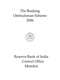 Banking Ombudsman Scheme 2006 - Reserve Bank of India