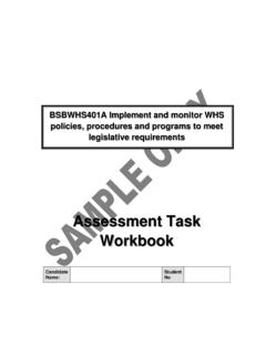 Assessment Task Workbook - Training Resources RTO