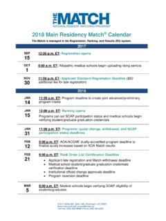2018 Main Residency Match Calendar - Home - The …