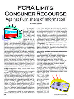FCRA Limits Consumer Recourse - UHLC