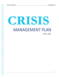 The University of Memphis Crisis Management Plan CRISIS