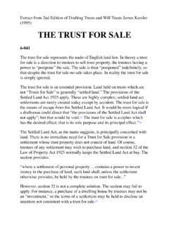THE TRUST FOR SALE - Kessler