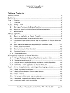 Table of Contents - British Columbia