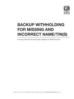 BACKUP WITHHOLDING FOR MISSING AND INCORRECT …