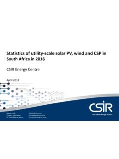 Statistics of utility-scale solar PV, wind and CSP in - CSIR