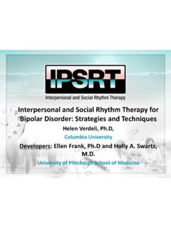 Interpersonal and Social Rhythm Therapy for Bipolar ...