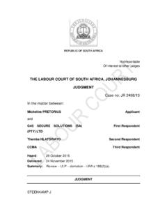 THE LABOUR COURT OF SOUTH AFRICA, JOHANNESBURG …