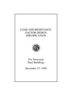 LOAD AND RESISTANCE FACTOR DESIGN SPECIFICATION