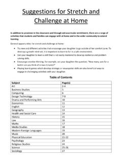 Suggestions for Stretch and Challenge at Home