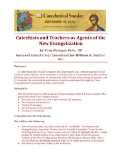 Catechists and Teachers as Agents of the New Evangelization