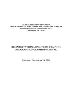 Rehabilitation Long-Term Training Program: Scholarship …