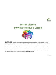 Lesson Closure 50 Ways to Leave a Lesson