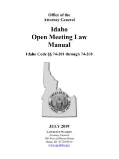 Office of the Attorney General Idaho Open Meeting Law …