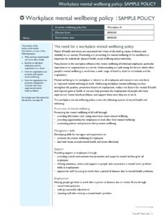Workplace mental wellbeing policy SAMPLE POLICY