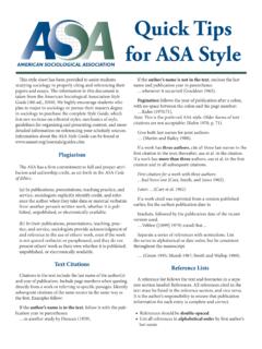 Quick Tips for ASA Style - American Sociological Association