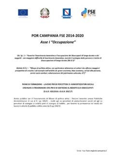 POR CAMPANIA FSE 2014-2020 Asse I “Occupazione”