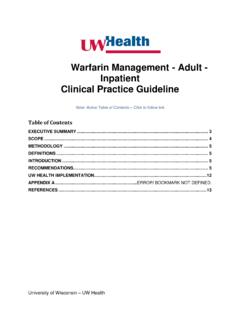 Warfarin Management - Adult - Inpatient Clinical Practice ...
