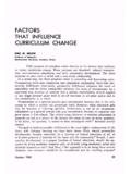 FACTORS THAT INFLUENCE CURRICULUM CHANGE