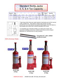 Standard Bottle Jacks 3, 5, &amp; 8 Ton Capacity