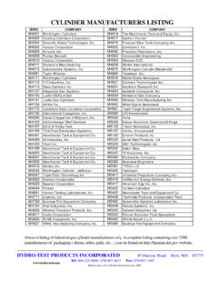 CYLINDER MANUFACTURERS LISTING - Hydro Test