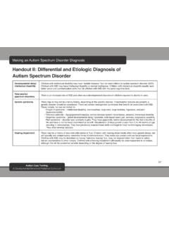 Handout II: Differential and Etiologic Diagnosis of Autism ...