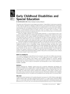 Early Childhood Disabilities and Special Education