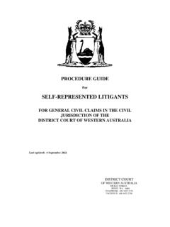 SELF-REPRESENTED LITIGANTS - District Court of Western ...