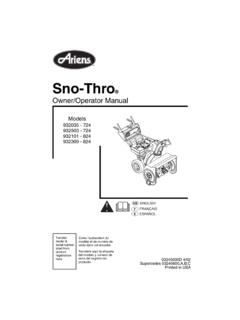 Sno-Thro Owner/Operator Manual - Ariens