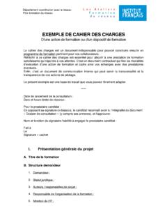 EXEMPLE DE CAHIER DES CHARGES - Institut Fran&#231;ais