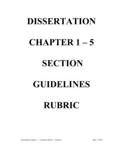 DISSERTATION Chapters 1-5 Section Rubric