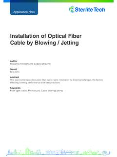 Installation of Optical Fiber Cable by Blowing / Jetting