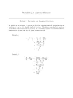 Worksheet 2 3 Algebraic Fractions - Macquarie University