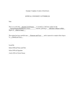 Example Template of Letter of Enrollment Date