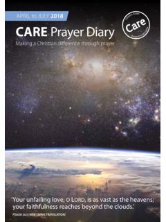 APRIL to JULY 2018 CARE Prayer Diary