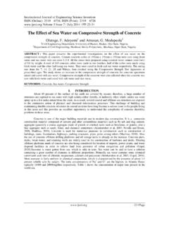 The Effect of Sea Water on Compressive Strength of Concrete
