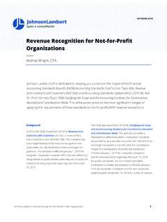 Revenue Recognition for Not-for-Profit - Johnson Lambert LLP