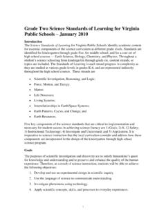 Grade Two Science Standards of Learning for Virginia ...