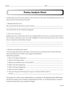 Poetry Analysis Sheet - ReadWriteThink
