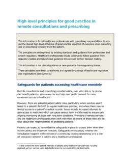 High Level Principles for Remote Prescribing