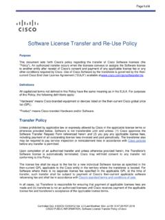 Cisco Software Transfer and Re-licensing Policy