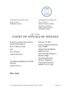 COURT OF APPEALS OF INDIANA - in.gov