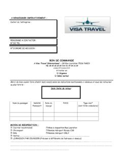 BON DE COMMANDE - Visa Travel International