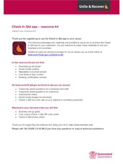 Check In Qld app - resources kit